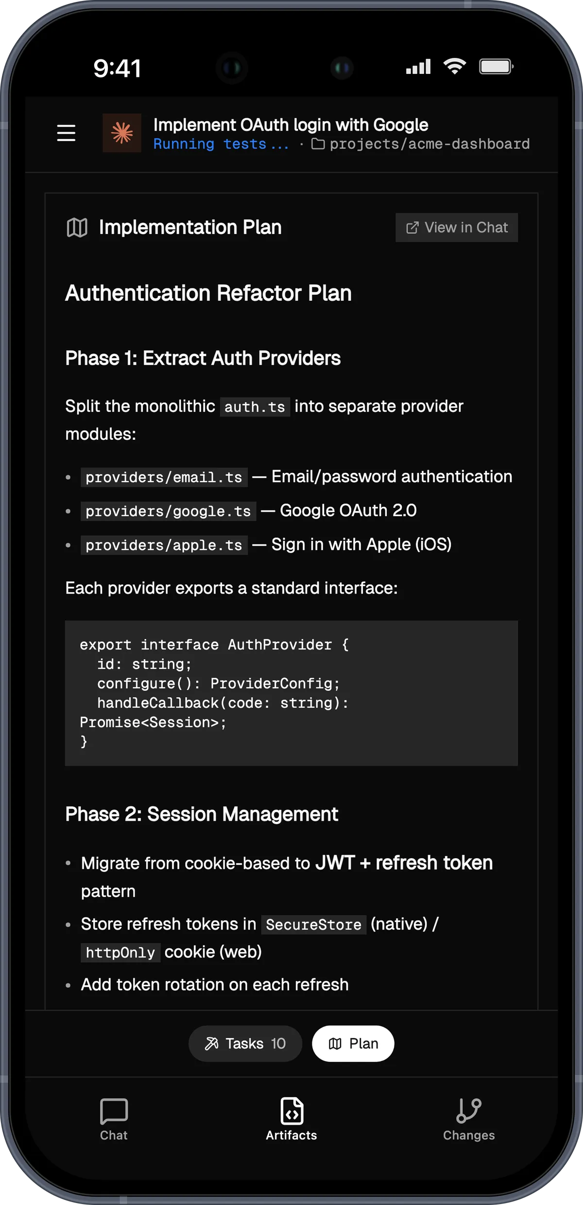 Artifacts screenshot
