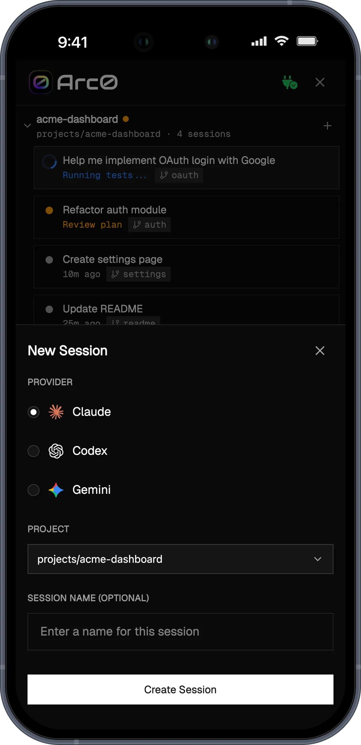Interact - dark theme